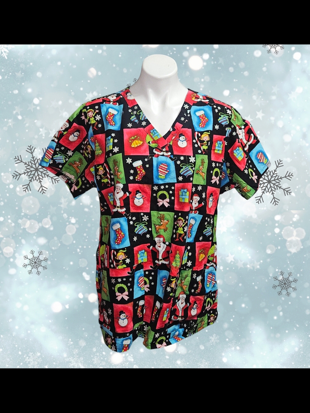 Med Couture Christmas Scrub Top